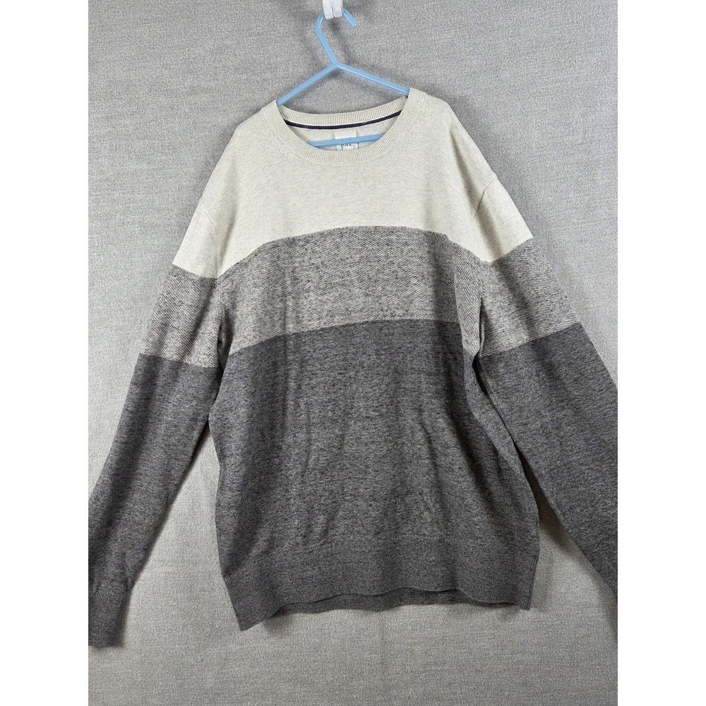 Gap Knit Sweater Mens M Colorblock Two Tone Gray Pullover Preppy Soft Career Y2K